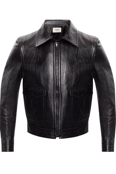 celine leather jacket mens|shearling lined black leather jacket.